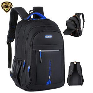 black fashion Sport backpack with front zipper pocket