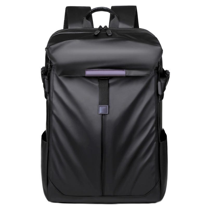 01 black 01 black waterproof oxford backpack with top flap and front pocket