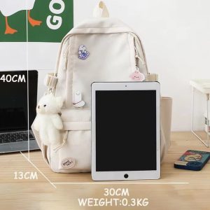 beige student backpack size 30*40cm