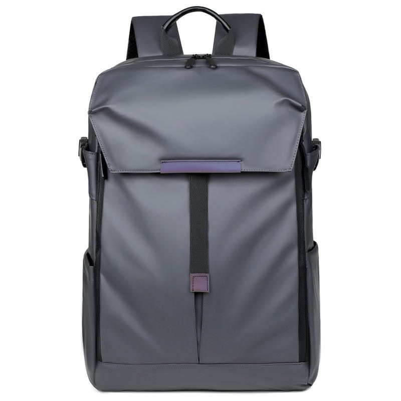 02 gray 02 gray waterproof oxford backpack with top flap and front pocket