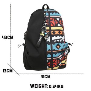 Geometric print backpack dimensions 31cm width, 13cm depth and 43cm height, 0.34KG