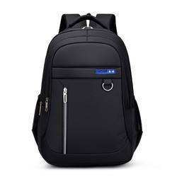 black business backpack with sport logo and metal front pocket