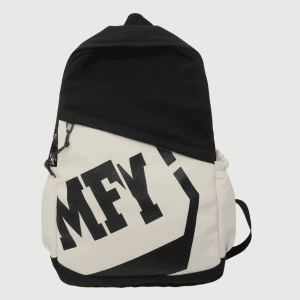 a school bag with MFY big letter print