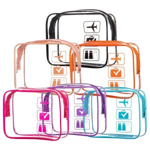 colorful TSA approved clear PVC toiletry bags for travel