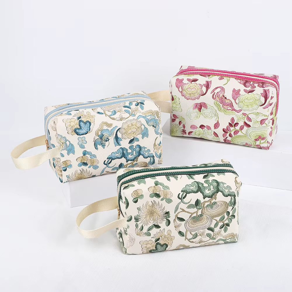 03 vintage floral PU leather cosmetic bags