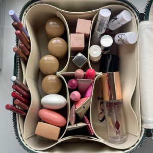 makeup case filled with lipsticks