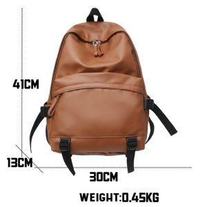 brown Pu leather backpack dimensions 41cm height , 30 cm width and 13cm depth