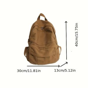 Khaki canvas backpack dimensions 40cm height , 30cm width and 13cm depth