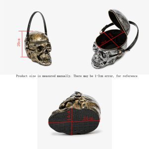 3D skull crossbody bag dimensions 24cm width and 20cm height